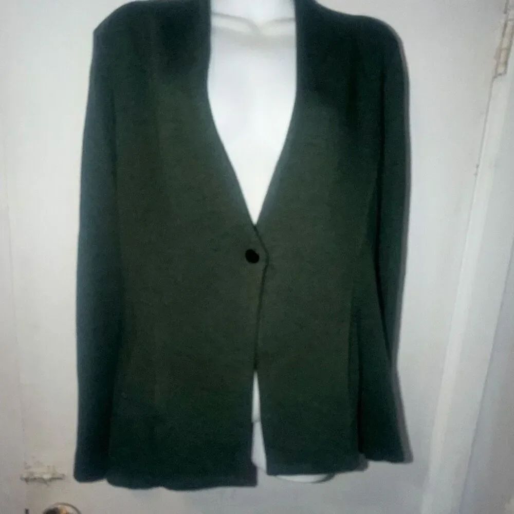 NIC + ZOE Hunter Green Grace Knit 1 Button Jacket-M